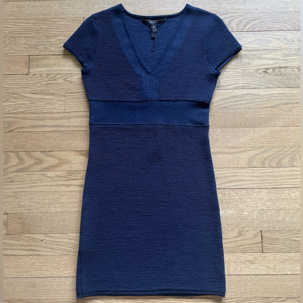 BCBGMaxAzria Navy Blue Merino Wool Midi Dress